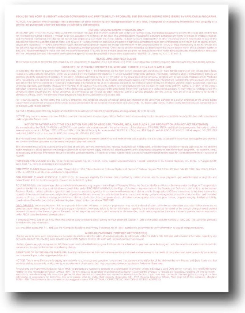 Cranium Press CMS 1500 Claim Forms - 500 Sheets | New Version HCFA 1500 02/2012 Revision | Laser & Inkjet Compatible Health Insurance Claim Forms for Accurate Medical Billing - Image 4